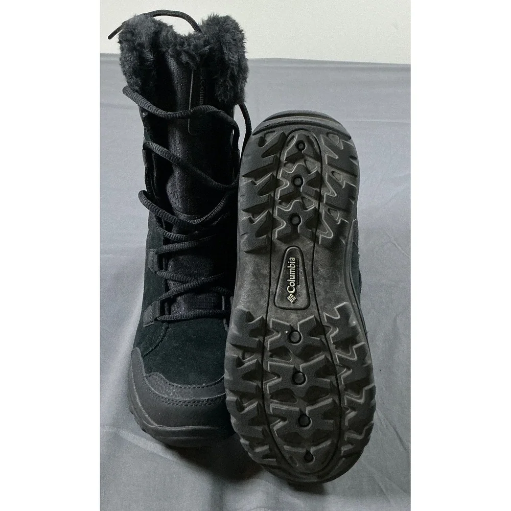 Columbia Ice Maiden II Black Waterproof Winter Boots Faux Fur Womens 6.5